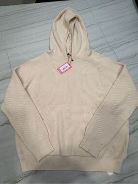 Edikted Cream Knit Hoodie Sweater